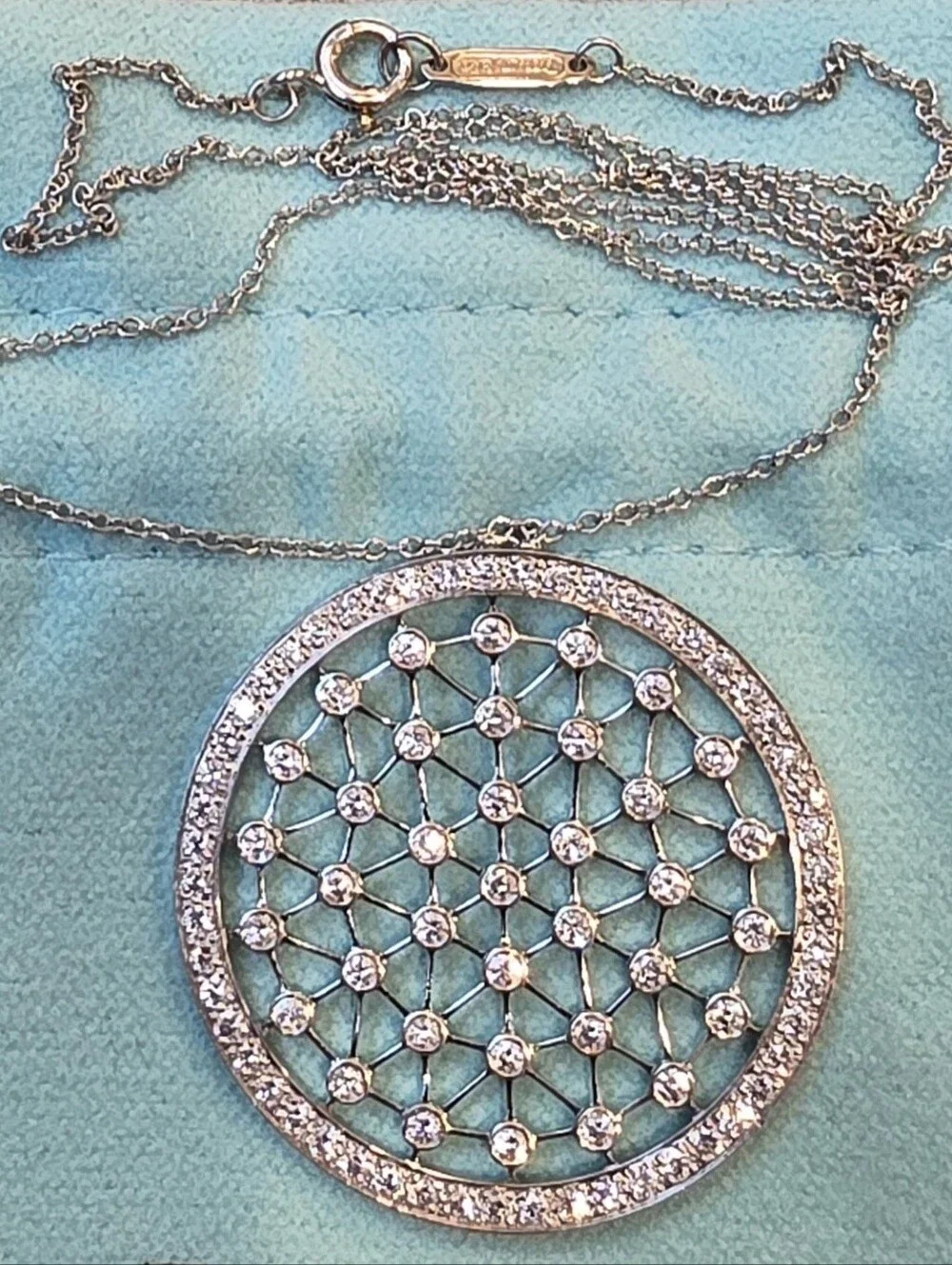 Tiffany & Co. Platinum Diamond Round Voile Necklace